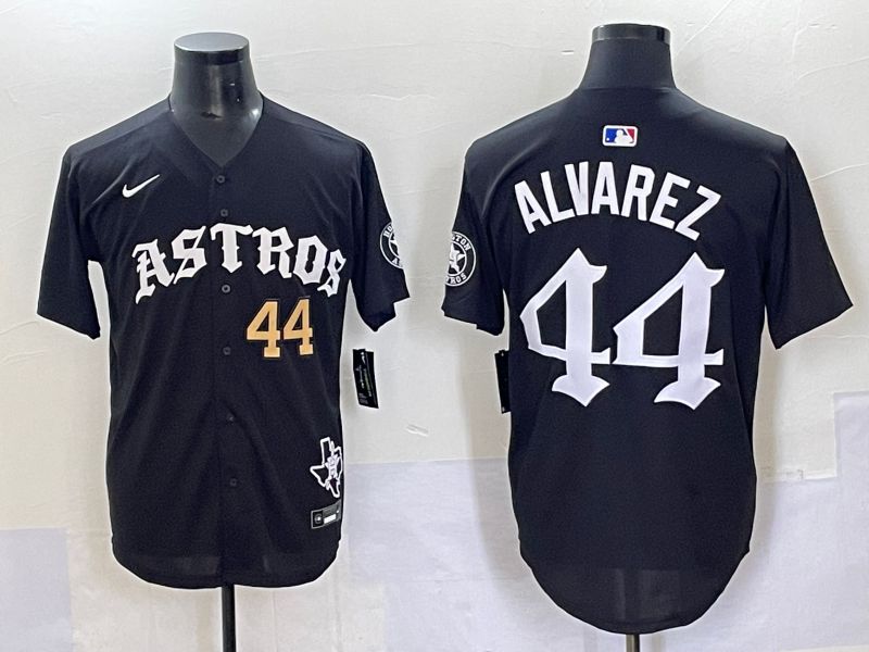 Men 2025 Houston Astros 44 Alvarez Black Seven generations Joint Name Nike MLB Jersey style 4